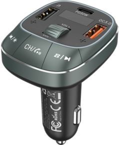 Vention 3-Port USB (C + A + A) Car Charger with FM Transmitter (30W/18W/5W) Black ABS Type FM Transmiteri
