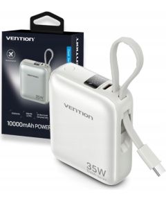 Powerbank Vention 10000mAh 35W PD z wbudowanym kablem USB-C beżowy Power-банки