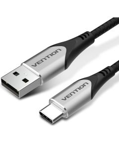 Vention Cotton Braided USB 2.0 A Male to C Male 3A Cable 1M Gray Aluminum Alloy Type Data USB kabeļi
