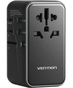 Uniwersalny adapter podróżny z ładowarką Vention 100W GaN 1x USB-A 3x USB-C czarny Aдаптеры