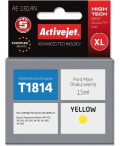 Activejet AE-1814N Ink (replacement for Epson 18XL T1814; Supreme; 15 ml; yellow) Tintes printeru izejmateriāli