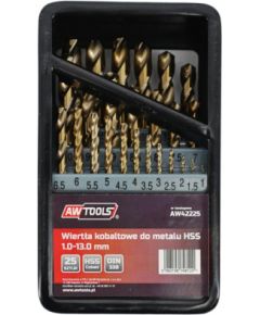 Metāla urbis AWTools AW42225; HSS-Co; 1-13 mm; 25 gab. Piederumi urbjiem
