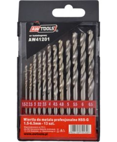 Metāla urbis AWTools AW41201; HSS-G; 1,5-6,5 mm; 13 gab. Piederumi urbjiem