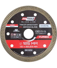 Dimanta disks sausajai un slapjajai griešanai AWTools AW45521BL; 125x1,5x22,2 mm Dažādi diski