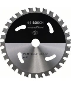 Griešanas disks metālam Bosch Standart for Steel; 136x1,6x15,875 mm; Z30 Zāģripas