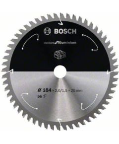 Griešanas disks Bosch Standard for Aluminium 2608837768; 184x20 mm; Z56 Zāģripas