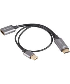 Lanberg HDMI (M) to Displayport (F) Adapter 4K on cable 20cm, Silver AD-HD-DP-02  Кабель HDMI