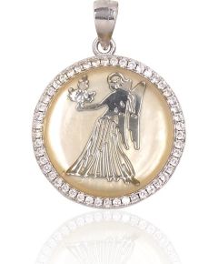 Sudraba kulons #2301472(PRh-Gr)_CZ+PL, Sudrabs 925°, rodijs (pārklājums), Cirkoni, Perlamutrs, 2.5 gr. Sieviešu