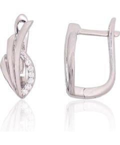 Sudraba auskari ar 'angļu' slēdzēju #2204224(PRh-Gr)_CZ, Sudrabs 925°, rodijs (pārklājums), Cirkoni, 2.6 gr. Ar "angļu" slēdzēju