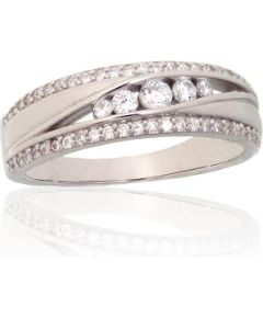 Sudraba gredzens #2102002(PRh-Gr)_CZ, Sudrabs 925°, rodijs (pārklājums), Cirkoni, Izmērs: 17, 3.6 gr. Sieviešu