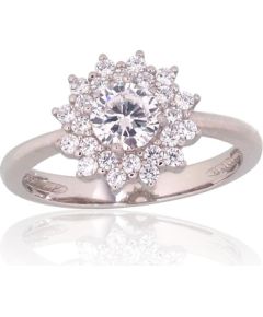 Sudraba gredzens #2101822(PRh-Gr)_CZ, Sudrabs 925°, rodijs (pārklājums), Cirkoni, Izmērs: 18, 2.4 gr. Saderināšanās gredzeni