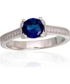 Sudraba gredzens #2101795(PRh-Gr)_CZ+CZ-B, Sudrabs 925°, rodijs (pārklājums), Cirkoni, Izmērs: 17, 2.7 gr. Sieviešu