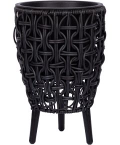 Planter WICKER 21x21xH32cm, black Новости, мебель, дом