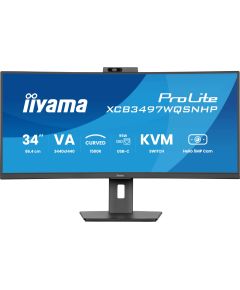 iiyama ProLite XCB3497WQSNPH-B1, LED monitor - 34 - black (matt), UWQHD, VA, curved, KVM, USB hub, USB-C, webcam, 120Hz panel Monitori