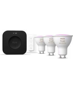 Philips Hue Starter set: 3 GU10 bulbs, dimmer switch, Hue Bridge Pro GU10 Zigbee, Wi-Fi, Bluetooth Viedās lampas un spuldzes