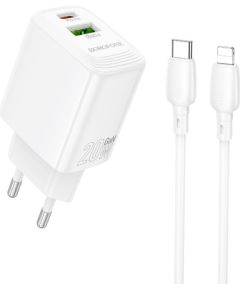 Сетевая зарядка Borofone BN27 20W USB-C/USB-A + USB-C to Lightning cable 1.0m белая Зарядные устройства