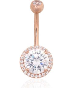 Zelta pīrsings - nabai #1930092(Au-R)_CZ, Sarkanais Zelts 585°, Cirkoni, 1.92 gr. Zelta - nabai