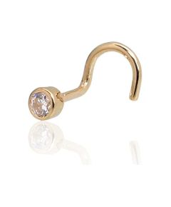 Zelta pīrsings - degunam #1930025(Au-Y)_CZ, Dzeltenais Zelts 585°, Cirkoni, 0.15 gr. Zelta - degunam