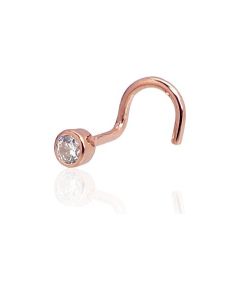 Zelta pīrsings - degunam #1930025(Au-R)_CZ, Sarkanais Zelts 585°, Cirkoni, 0.13 gr. Zelta - degunam