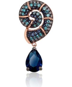 Zelta kulons #1301166(Au-R+PRh-Bk)_CZ+CZ-DB+CZ-AQ, Sarkanais Zelts 585°, rodijs (pārklājums), Cirkoni, 1.3 gr. Sieviešu