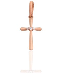 Золотой кулон #1301158(Au-R)_CZ, Красное Золото 585°, Цирконы, 0.23 гр. Krustiņi un ikonas