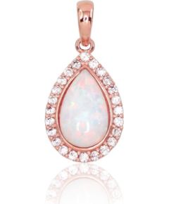 Zelta kulons #1300696(Au-R)_CZ+OP, Sarkanais Zelts 585°, Cirkoni, Opalīts, 0.52 gr. Sieviešu