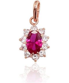 Zelta kulons #1300314(Au-R)_CZ+CZ-RO, Sarkanais Zelts 585°, Cirkoni, 0.55 gr. Sieviešu