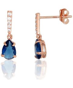 Zelta auskari-puseti #1201806(Au-R)_CZ+CZ-DB, Sarkanais Zelts 585°, Cirkoni, 0.68 gr. Puseti klasiskie