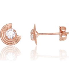 Zelta auskari-puseti #1201796(Au-R)_CZ, Sarkanais Zelts 585°, Cirkoni, 0.52 gr. Puseti klasiskie