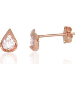 Zelta auskari-puseti #1201795(Au-R)_CZ, Sarkanais Zelts 585°, Cirkoni, 0.59 gr. Puseti klasiskie