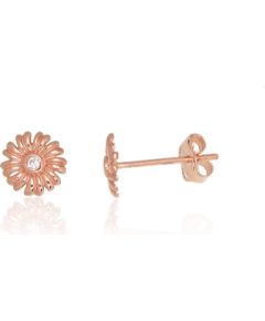 Zelta auskari-puseti #1201794(Au-R)_CZ, Sarkanais Zelts 585°, Cirkoni, 0.45 gr. Puseti klasiskie