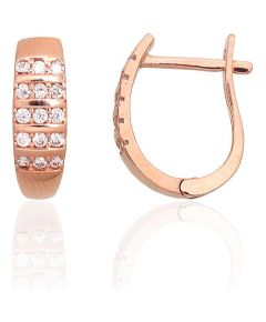 Zelta auskari ar 'angļu' slēdzēju #1201700(Au-R)_CZ, Sarkanais Zelts 585°, Cirkoni, 1.28 gr. Zelta auskari ar "angļu" slēdzēju