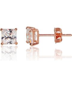 Zelta auskari-puseti #1201166(Au-R)_CZ, Sarkanais Zelts 585°, Cirkoni, 0.49 gr. Puseti klasiskie