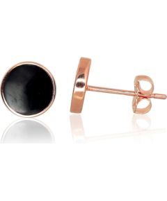 Zelta auskari-puseti #1201125(Au-R)_PC-BK, Sarkanais Zelts 585°, Plastika, 0.71 gr. Puseti klasiskie