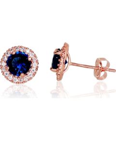 Золотые серьги-пуссеты #1201042(Au-R)_CZ+CZ-B, Красное Золото 585°, Цирконы, 1 гр. Puseti klasiskie