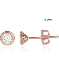Zelta auskari-puseti #1200951(Au-R)_CZ, Sarkanais Zelts 585°, Cirkoni, 0.4 gr. Puseti klasiskie