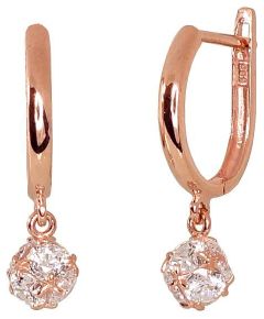 Золотые серьги на английском замке #1200823(Au-R)_CZ, Красное Золото 585°, Цирконы, 1.6 гр. Zelta auskari ar "angļu" slēdzēju