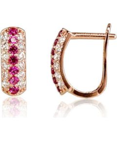 Zelta auskari ar 'angļu' slēdzēju #1200641(Au-R)_CZ+CZ-RO, Sarkanais Zelts 585°, Cirkoni, 1.32 gr. Zelta auskari ar "angļu" slēdzēju