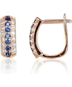 Zelta auskari ar 'angļu' slēdzēju #1200641(Au-R)_CZ+CZ-B, Sarkanais Zelts 585°, Cirkoni, 1.27 gr. Zelta auskari ar "angļu" slēdzēju