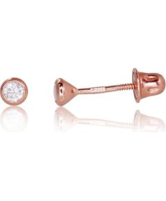 Золотые серьги-пуссеты с винтами #1200488(Au-R)_CZ, Красное Золото 585°, Цирконы, 0.27 гр. Puseti ar skrūvēm