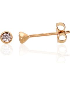 Zelta auskari-puseti #1200439(Au-Y)_CZ, Dzeltenais Zelts 585°, Cirkoni, 0.3 gr. Puseti klasiskie