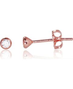 Zelta auskari-puseti #1200439(Au-R)_CZ, Sarkanais Zelts 585°, Cirkoni, 0.28 gr. Puseti klasiskie
