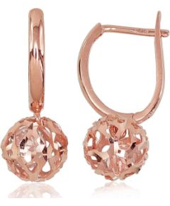 Zelta auskari ar 'angļu' slēdzēju #1200431(Au-R)_CZ, Sarkanais Zelts 585°, Cirkoni, 1.96 gr. Zelta auskari ar "angļu" slēdzēju