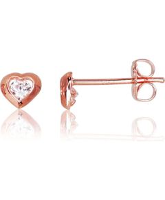 Zelta auskari-puseti #1200203(Au-R)_CZ, Sarkanais Zelts 585°, Cirkoni, 0.3 gr. Puseti klasiskie