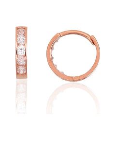 Zelta auskari ar apaļu aizdāri #1200183(Au-R)_CZ, Sarkanais Zelts 585°, Cirkoni, 0.58 gr.  Ar apaļu aizdāri