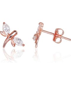Zelta auskari-puseti #1200083(Au-R)_CZ, Sarkanais Zelts 585°, Cirkoni, 0.44 gr. Puseti klasiskie