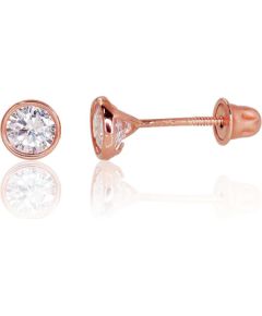 Золотые серьги-пуссеты с винтами #1200017(Au-R)_CZ, Красное Золото 585°, Цирконы, 0.48 гр. Puseti ar skrūvēm