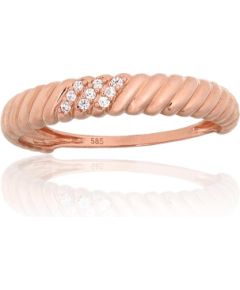 Zelta gredzens #1101258(Au-R)_CZ, Sarkanais Zelts 585°, Cirkoni, Izmērs: 18.5, 1.49 gr. Sieviešu