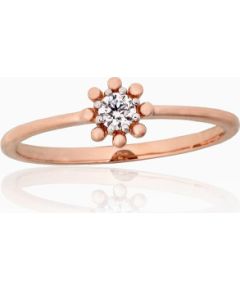 Золотое кольцо #1101256(Au-R+PRh-W)_CZ, Красное Золото 585°, родий (покрытие), Цирконы, Размер: 17, 1.39 гр. Sieviešu