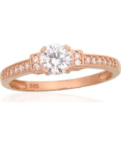 Золотое кольцо #1101184(Au-R)_CZ, Красное Золото 585°, Цирконы, Размер: 18, 1.6 гр. Saderināšanās gredzeni